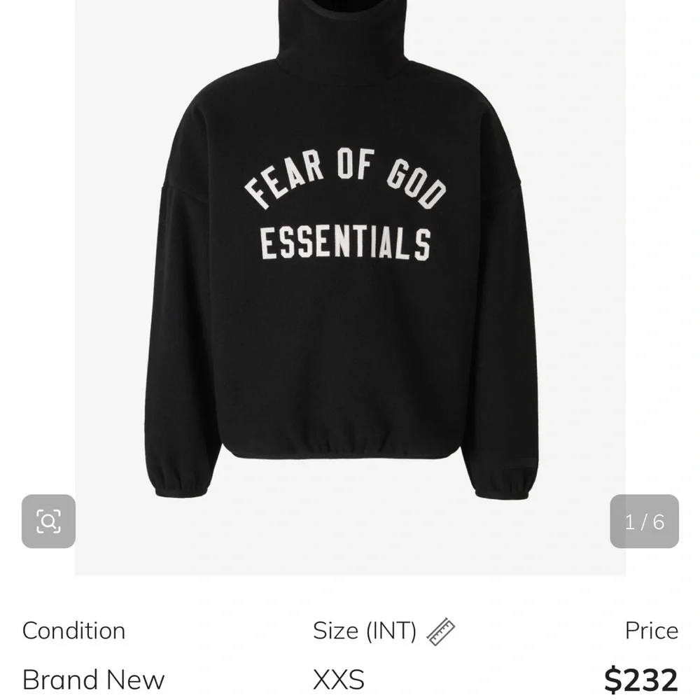 Fear of God Essentials brushed yarn ho black hoodie - Picture 3 of 9